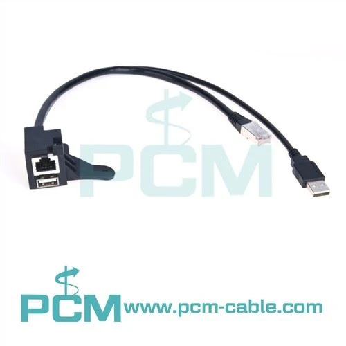 Çift Bağlantı Noktalı USB A RJ45 Vidalı Panel Montajlı Uzatma Kablosu