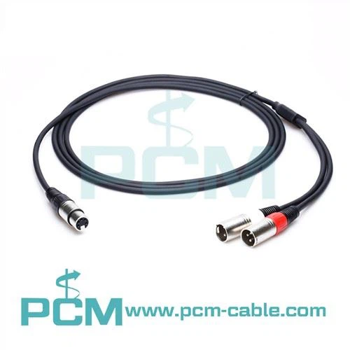 Y-uçlu 5 Pimli XLR Dişi - Çift 3 Pimli XLR Erkek