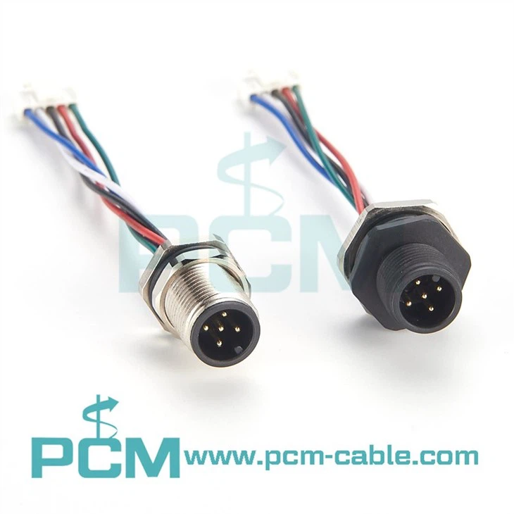 Circular Metric Connectors M12 Male Panel mount, Solder Type, Front Fastened