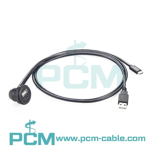 Sol Açılı USB C ve USB A Gömme Montaj Kablosu