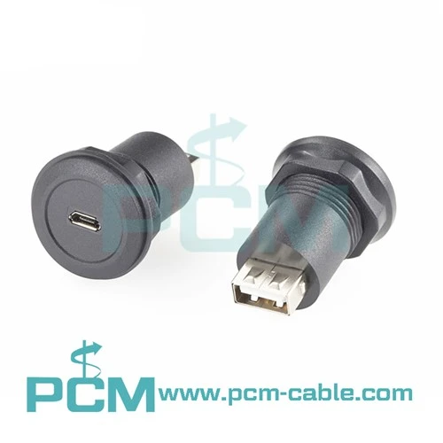 Mikro USB'den USB'ye Yuvarlak Panel Montaj Adaptörü