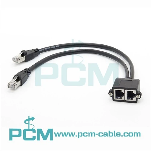 Panel Montajlı Bölme Çift RJ45 Uzatma Kablosu
