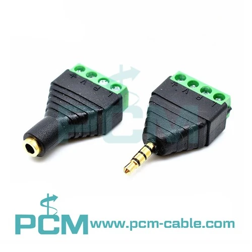 Video Balun 3.5mm 1/8 Stereo to AV Screw Terminal Stereo Jak