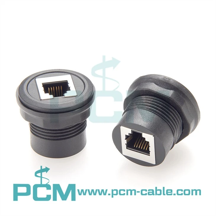 R12 6P6C female to female recessed panel mount socket RJ12 6P6C threaded fixed panel mount phone jack