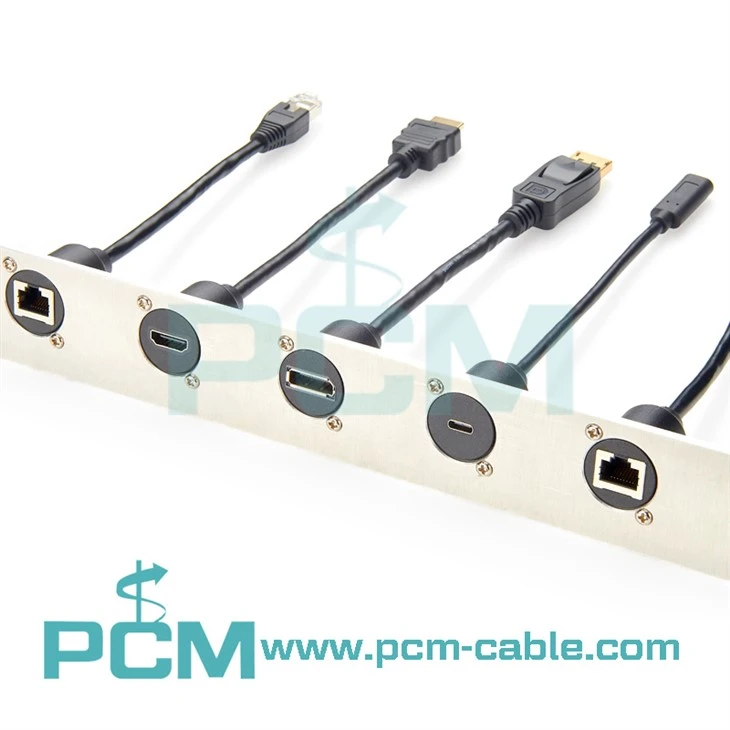 Panel mount DP extension cable D type feedthrough pass thru connector