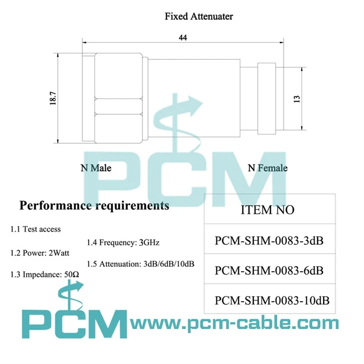 N-Type Fixed Attenuator N-Type Jack To Plug
