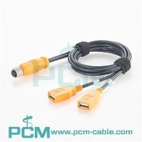 M12 A Kodu 8 Pinli Çift USB A Kablosu