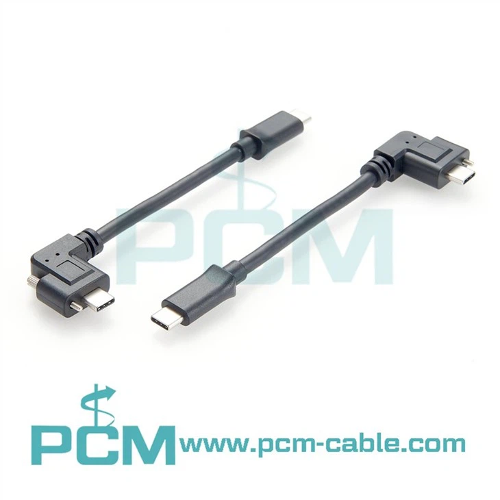 Left right angled L elbow single screw locking Type c Cable