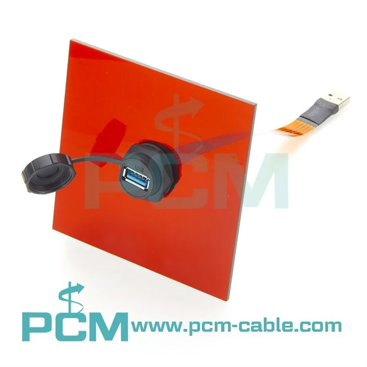 USB 3.0 Type-A FPC Waterproof Cable – IP67 Panel Mount Connector for Outdoor & Industrial Use