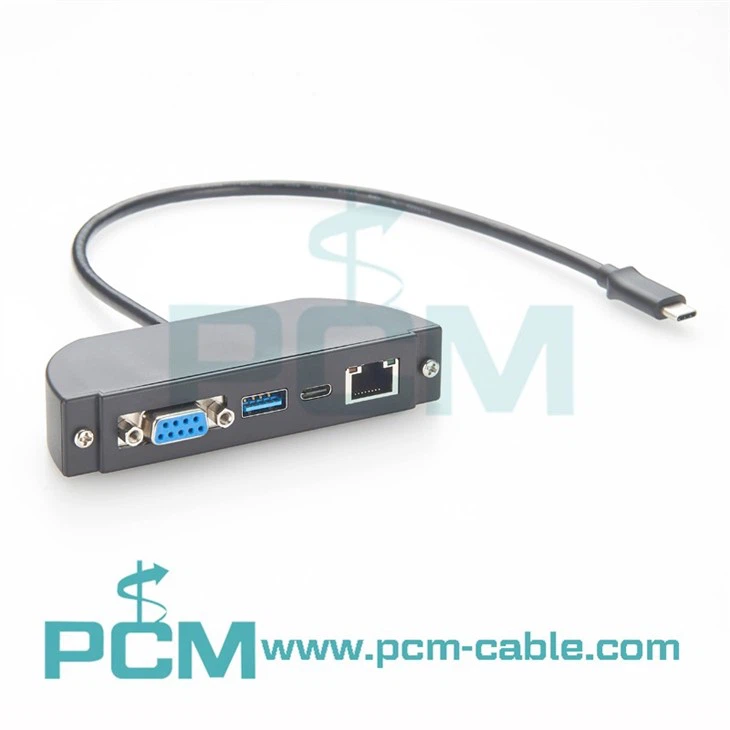 USB-C Panel Mount Communication Dock with Serial Port & 1Gbps LAN